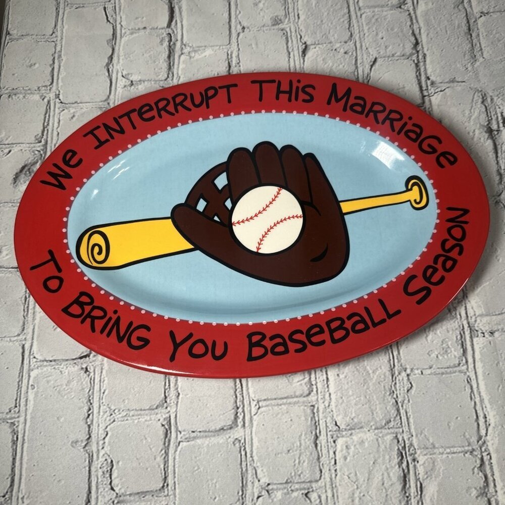 Lorrie Veasey Our Name Is Mud "We Interrupt This Marriage Baseball Season" Plate